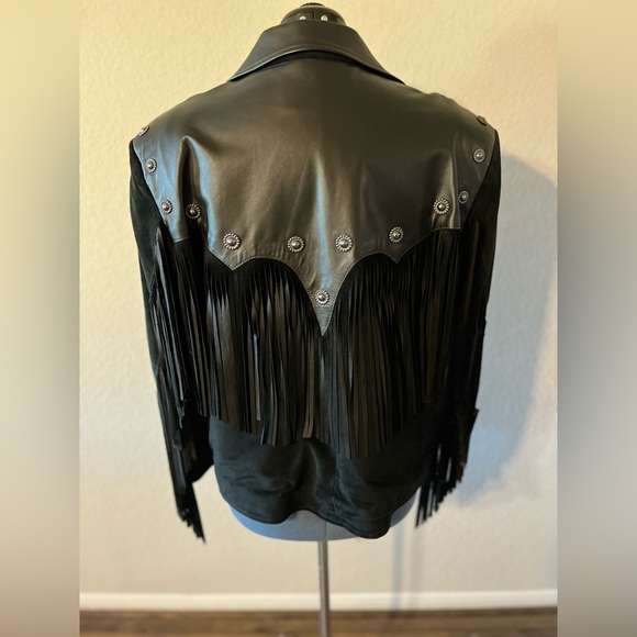SUPER CUTE Stampede Ruidoso Leather / Suede Fringed Jacket, size 14 - Picture 2 of 8